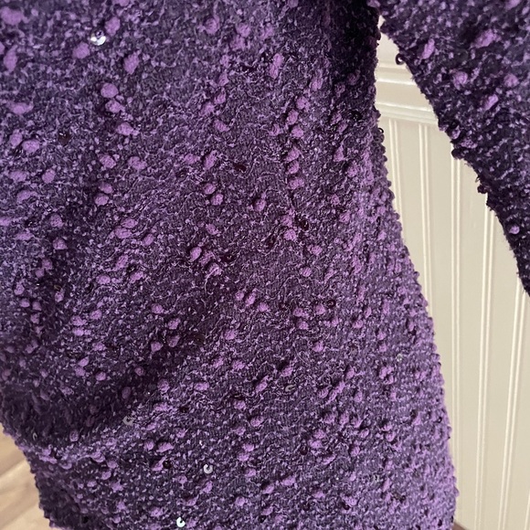 Elegant Purple Sequin Long Sleeve Top - Picture 5 of 8